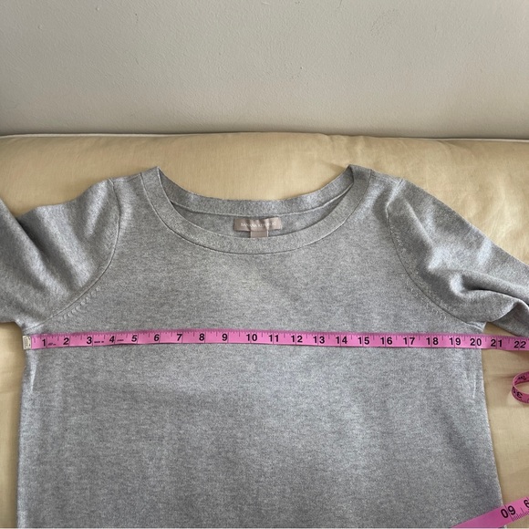 Banana Republic Boat Neck 3/4 Sleeves Sweater Knit Top Gray w/Silver Size M - Picture 6 of 8
